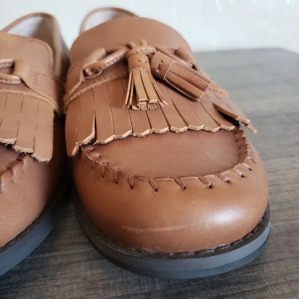 Talbots Leighton Kiltie Fringe Leather Slip-On Loafer Shoes Brown Size Women's 8 - Picture 12 of 12